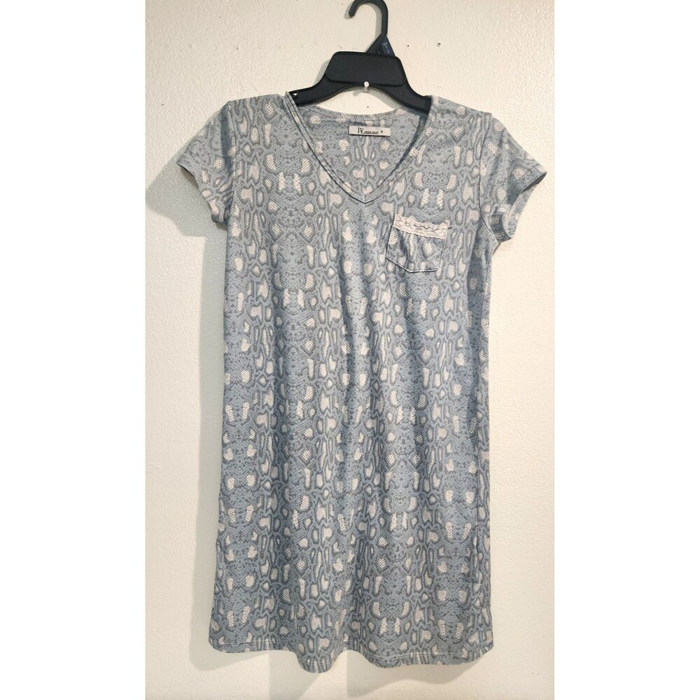 Joan Vass Women’s  House Dress NightGown Size  Small, color blue and white
